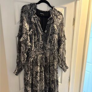 Elegant Black and White Paisley Dress